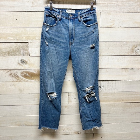 Abercrombie & Fitch Ankle Straight Ultra High Rise Jeans Size 28/6‎ Stretch - Picture 1 of 13